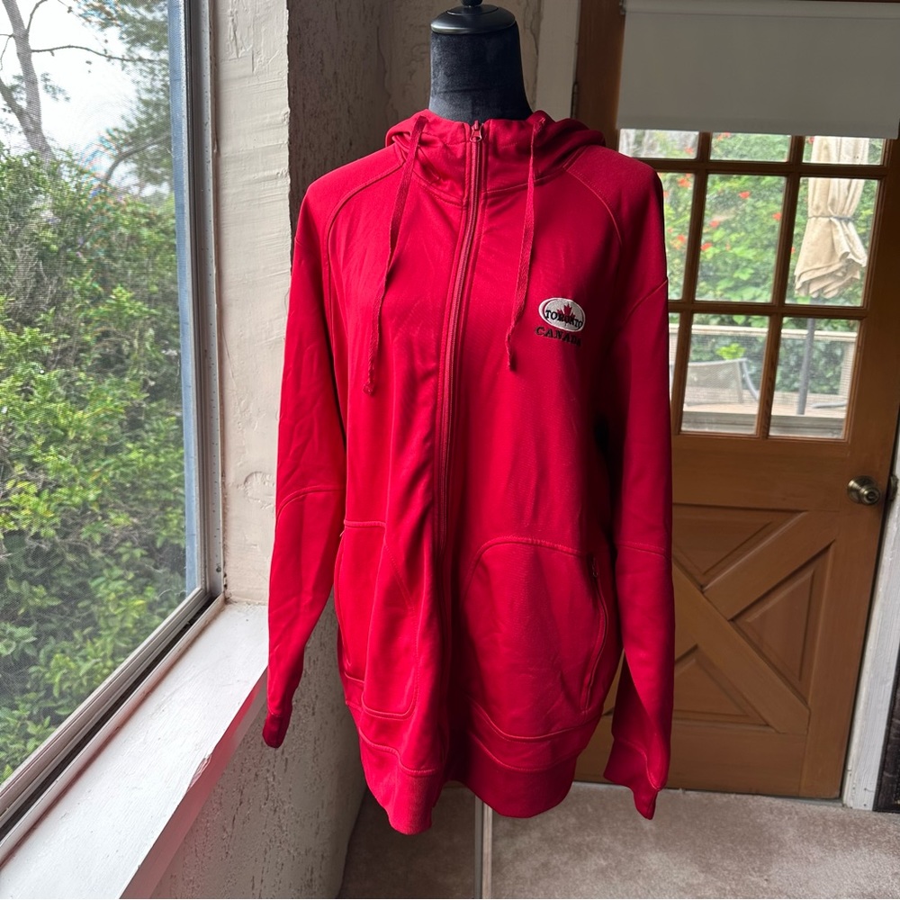 🦋 Gogo’s Toronto Canada Maple Leaf Casual Red Zip Up Hoodie Jacket